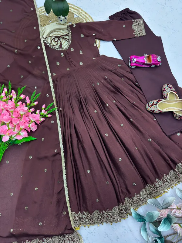 Designer_Party_Wear_Chinon_Silk_Gown_with_Dupatta_&_Pant