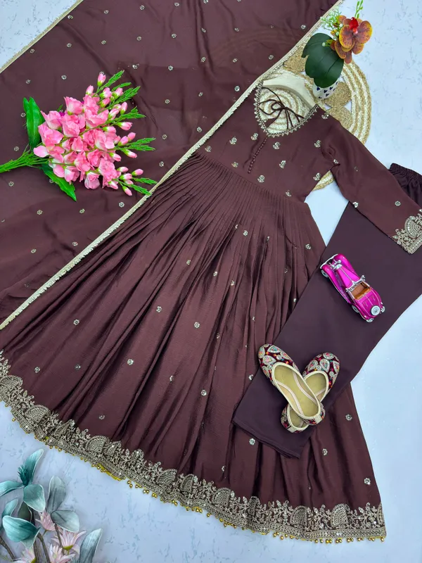 Designer_Party_Wear_Chinon_Silk_Gown_with_Dupatta_&_Pant
