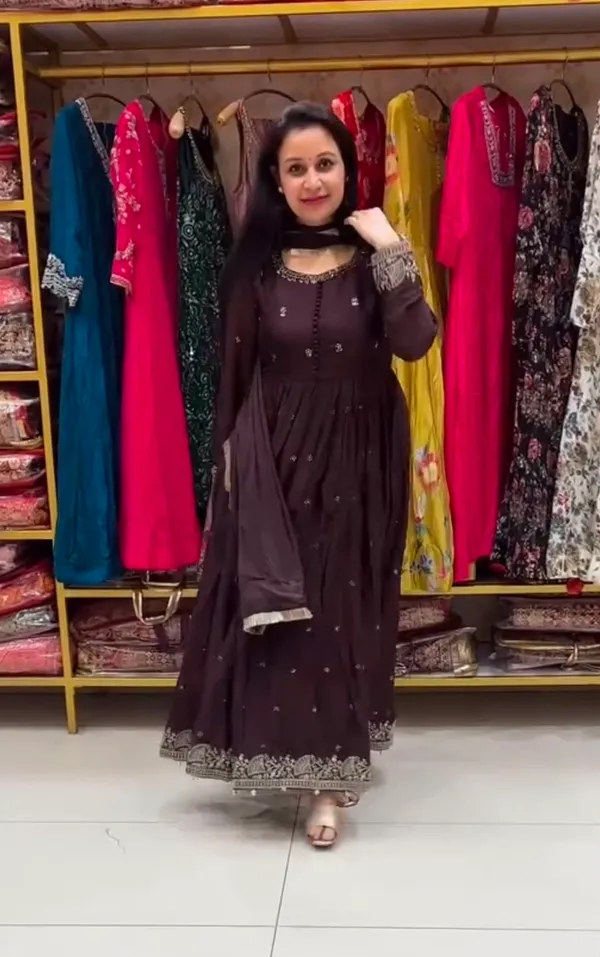 Designer_Party_Wear_Chinon_Silk_Gown_with_Dupatta_&_Pant