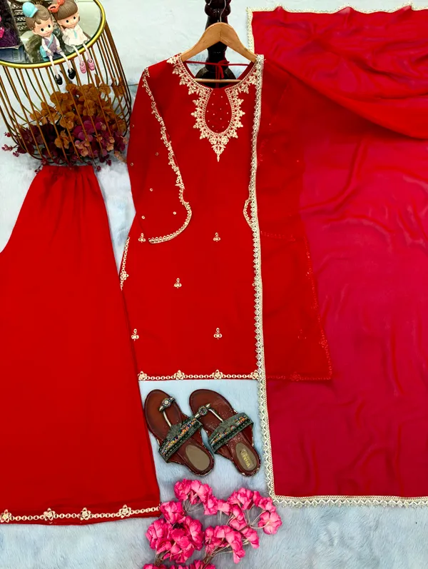 Designer_Party_Wear_Heavy_Faux_Georgette_Top_Plazzo_Dupatta_Set
