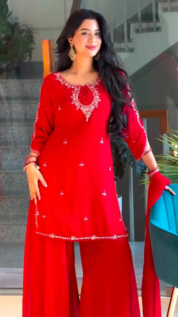 Designer_Party_Wear_Heavy_Faux_Georgette_Top_Plazzo_Dupatta_Set