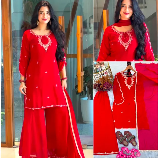 Designer_Party_Wear_Heavy_Faux_Georgette_Top_Plazzo_Dupatta_Set