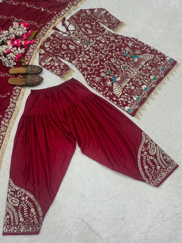 Designer_Party_Wear_Top_Dhoti_Salwar_Dupatta_Set