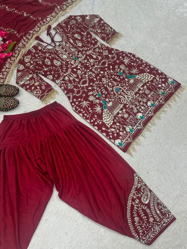 Designer_Party_Wear_Top_Dhoti_Salwar_Dupatta_Set