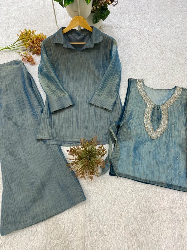 Designer_Shirt_Pant_with_Hand_Embroidered_Shrug