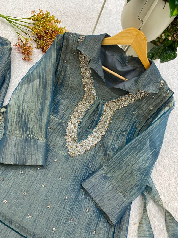 Designer_Shirt_Pant_with_Hand_Embroidered_Shrug