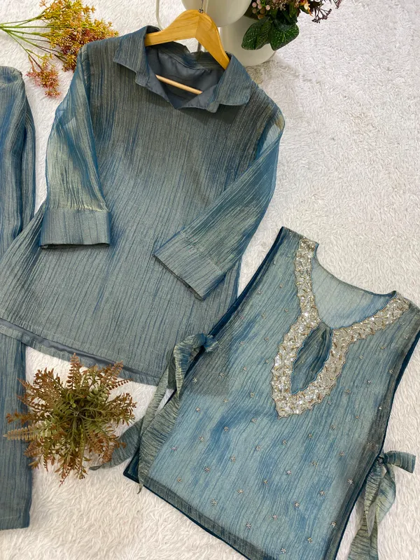Designer_Shirt_Pant_with_Hand_Embroidered_Shrug