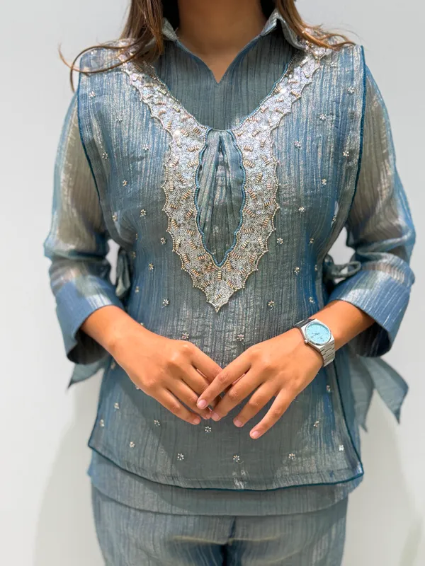 Designer_Shirt_Pant_with_Hand_Embroidered_Shrug