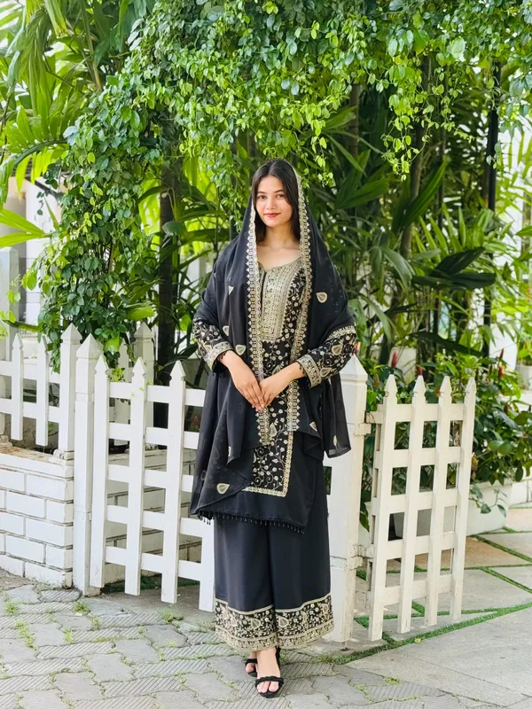 Designer_Wear_Sequence_Embroidery_on_Star_Fox_Georgette_Top_and_Plazzo_with_Dupatta