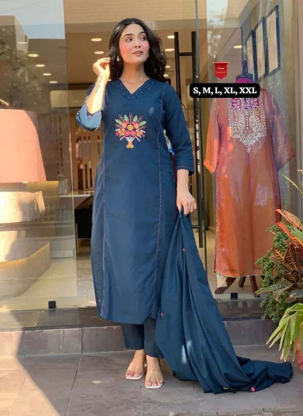 Exclusive_Eid_Special_Heavy_Rayon_Slub_Kurti_Pant_Dupatta_Set