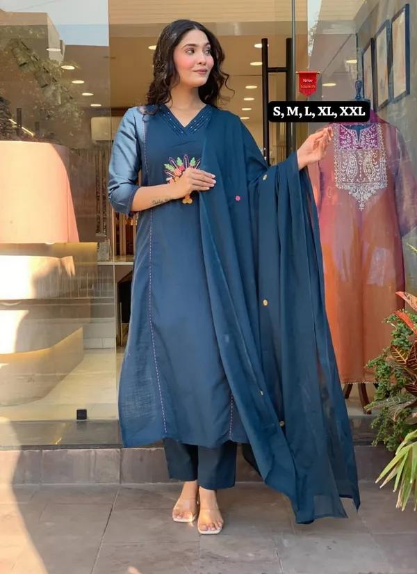 Exclusive_Eid_Special_Heavy_Rayon_Slub_Kurti_Pant_Dupatta_Set