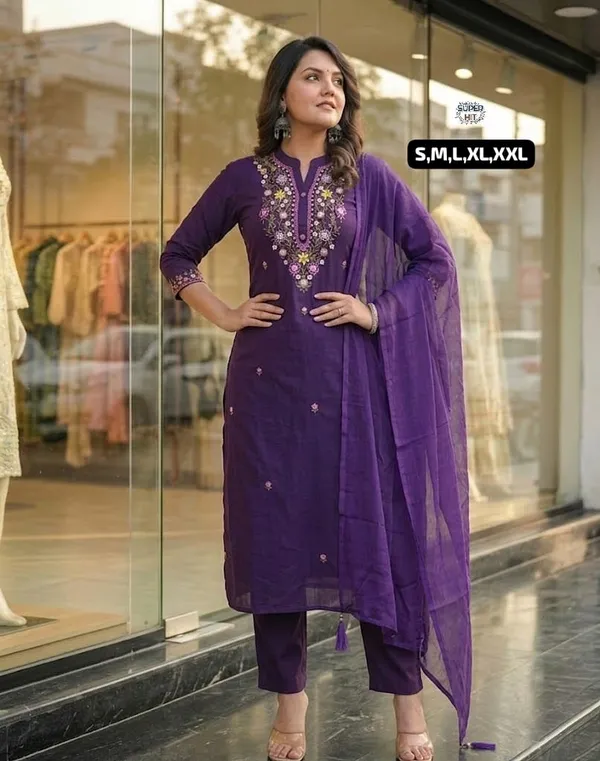 Exclusive_Summer_Special_Rayon_Slub_Kurti_Pant_Dupatta_Set