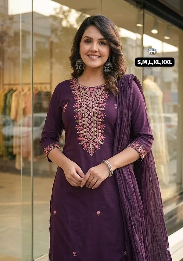 Exclusive_Summer_Special_Rayon_Slub_Kurti_Pant_Dupatta_Set