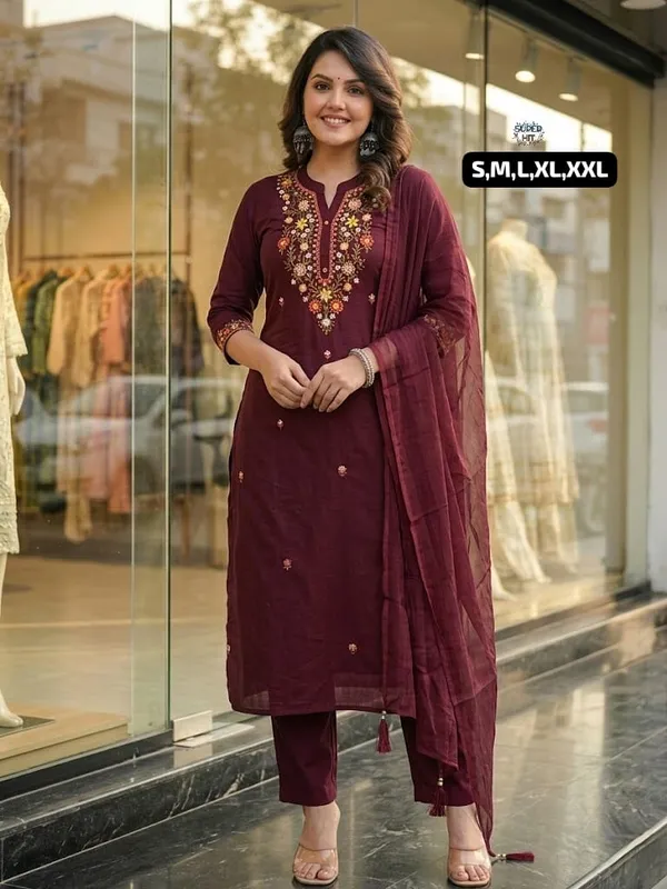Exclusive_Summer_Special_Rayon_Slub_Kurti_Pant_Dupatta_Set