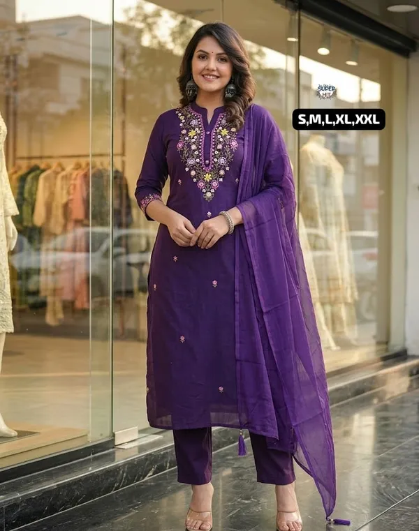 Exclusive_Summer_Special_Rayon_Slub_Kurti_Pant_Dupatta_Set
