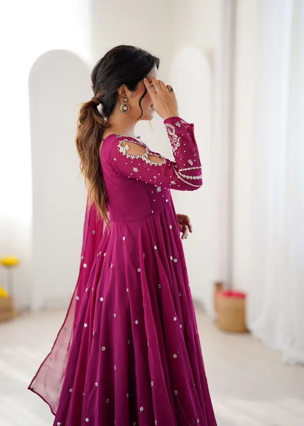 Faux_Georgette_Embroidery_Gown_Set_with_Dupatta