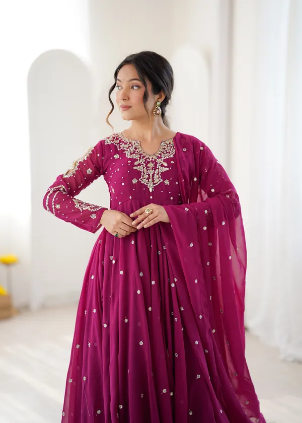 Faux_Georgette_Embroidery_Gown_Set_with_Dupatta
