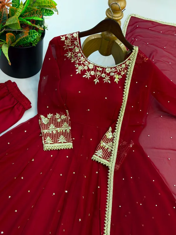 Faux_Georgette_Embroidery_Gown_and_Dupatta_Set