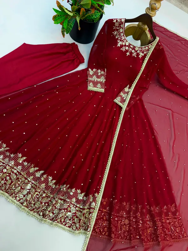 Faux_Georgette_Embroidery_Gown_and_Dupatta_Set