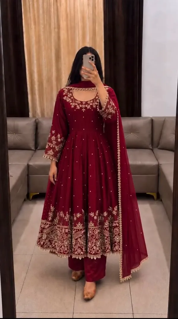 Faux_Georgette_Embroidery_Gown_and_Dupatta_Set