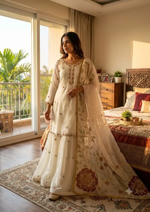 Faux_Georgette_Embroidery_Kurti_Plazzo_Dupatta_Set