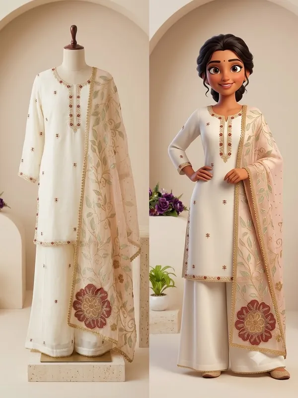 Faux_Georgette_Embroidery_Kurti_Plazzo_Dupatta_Set