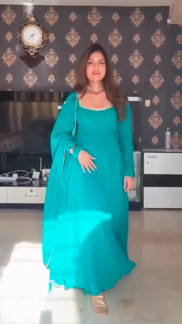 Faux_Georgette_Real_Mirror_Handwork_Anarkali_Set