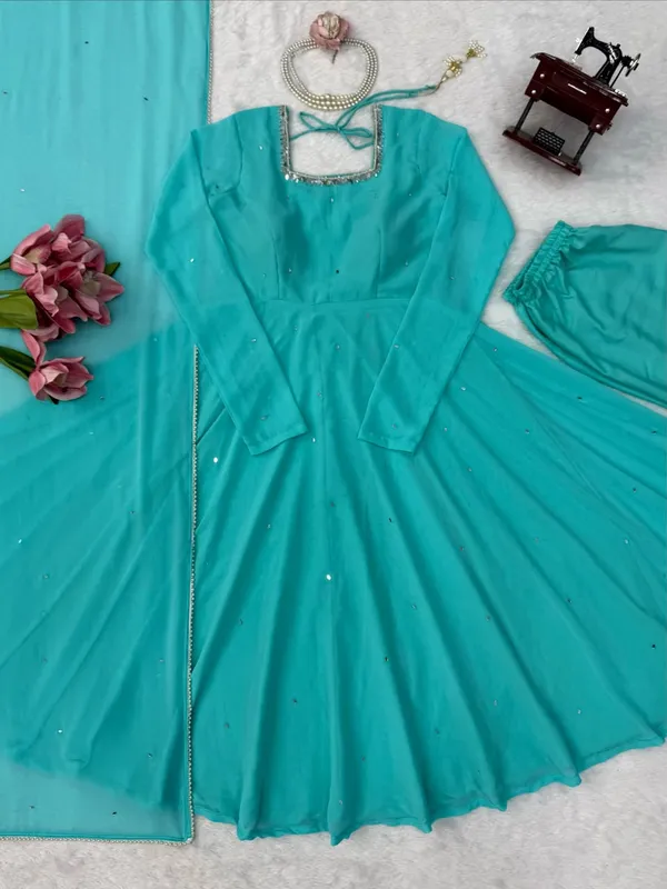 Faux_Georgette_Real_Mirror_Handwork_Anarkali_Set