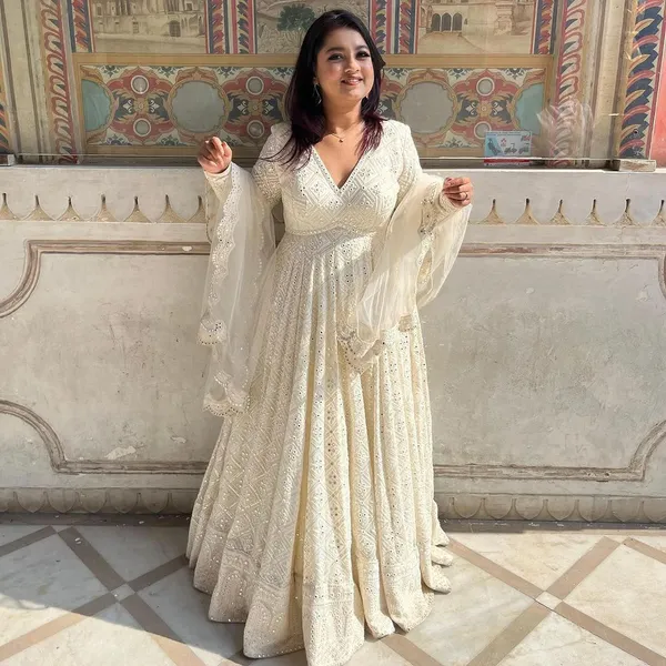 Fox_Georgette_Designer_Party_Gown_Pent_&_Dupatta_Set