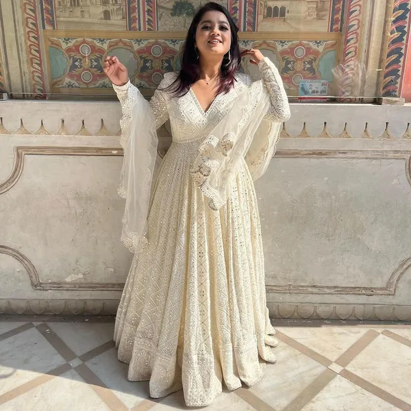 Fox_Georgette_Designer_Party_Gown_Pent_&_Dupatta_Set
