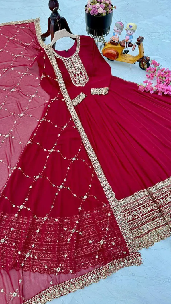 Fox_Georgette_Embroidered_Party_Gown_&_Dupatta_Set