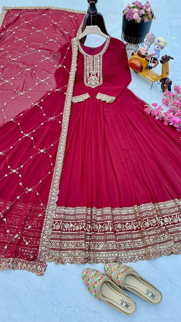 Fox_Georgette_Embroidered_Party_Gown_&_Dupatta_Set