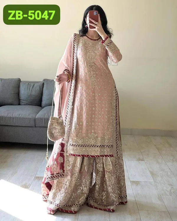 Fox_Georgette_Embroidery_Codding_Sequence_Sharara_Set
