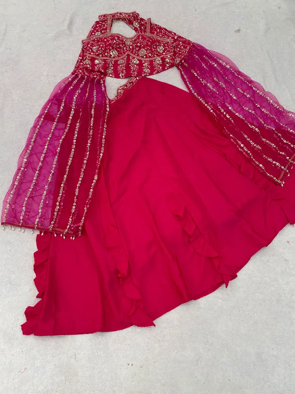 Gajri_Colour_Sequins_Lehenga_Choli_Set