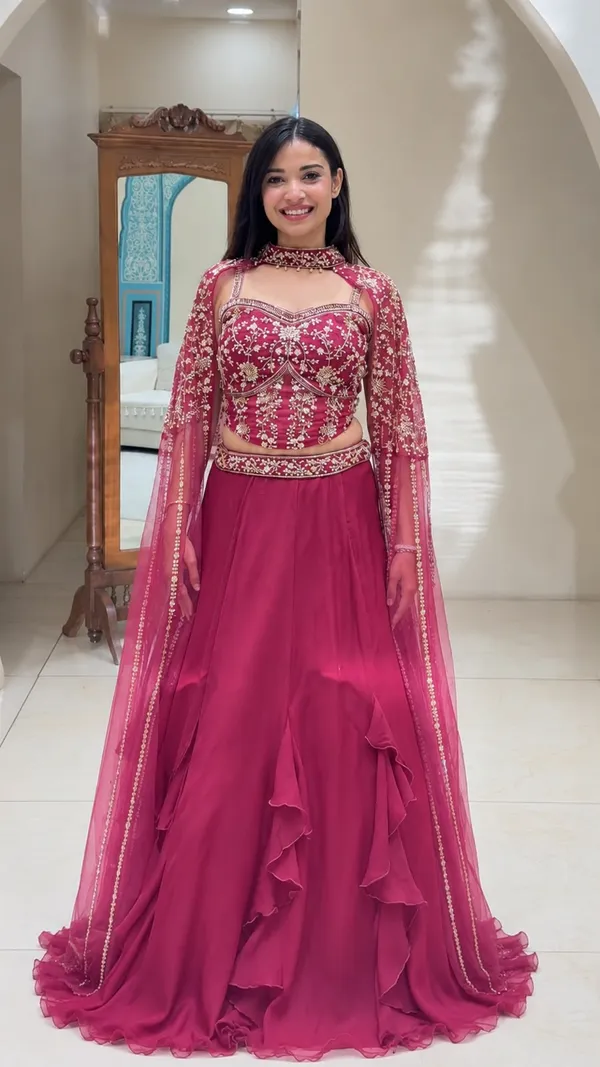 Gajri_Colour_Sequins_Lehenga_Choli_Set