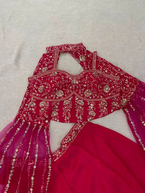 Gajri_Colour_Sequins_Lehenga_Choli_Set