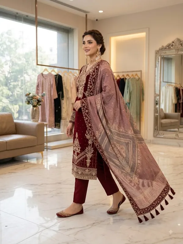 Georgette_Cording_Embroidery_Diamond_Work_Top_Pant_Dupatta_Set
