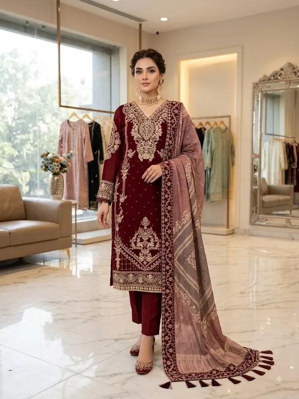 Georgette_Cording_Embroidery_Diamond_Work_Top_Pant_Dupatta_Set