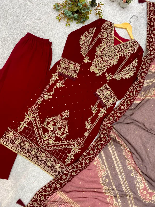 Georgette_Cording_Embroidery_Diamond_Work_Top_Pant_Dupatta_Set
