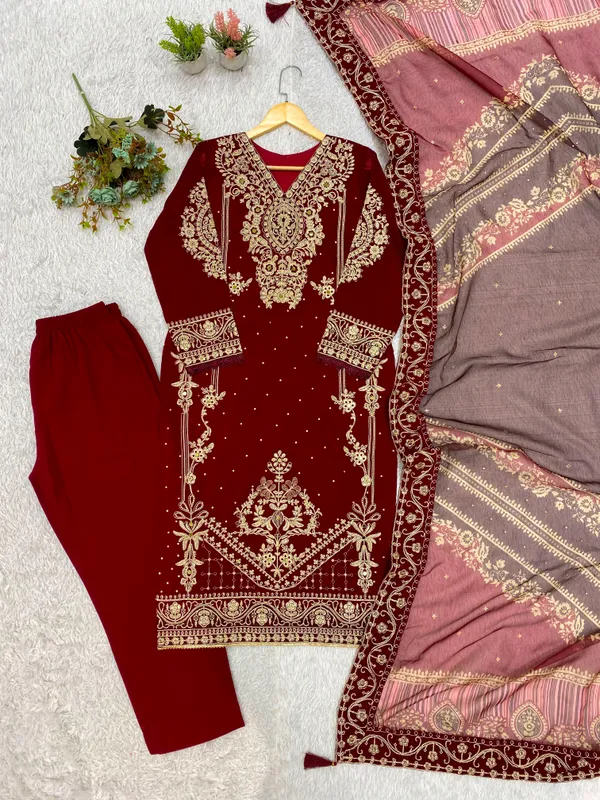 Georgette_Cording_Embroidery_Diamond_Work_Top_Pant_Dupatta_Set