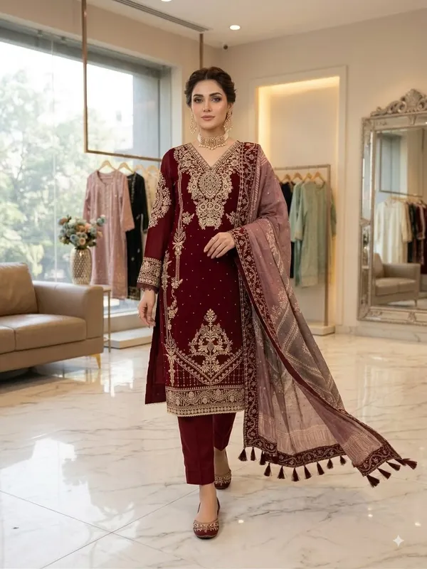 Georgette_Cording_Embroidery_Diamond_Work_Top_Pant_Dupatta_Set