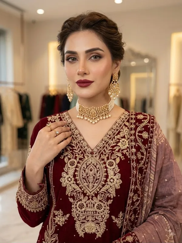 Georgette_Cording_Embroidery_Diamond_Work_Top_Pant_Dupatta_Set