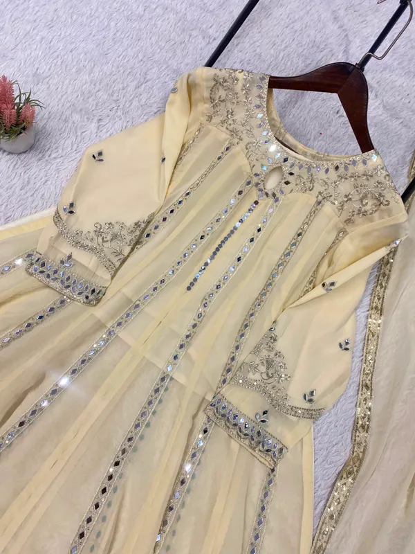 Georgette_Gown_Lehenga_Dupatta_Set_with_Sequence_Mirror_Work