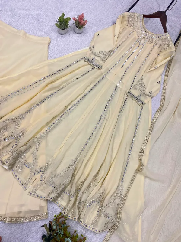 Georgette_Gown_Lehenga_Dupatta_Set_with_Sequence_Mirror_Work