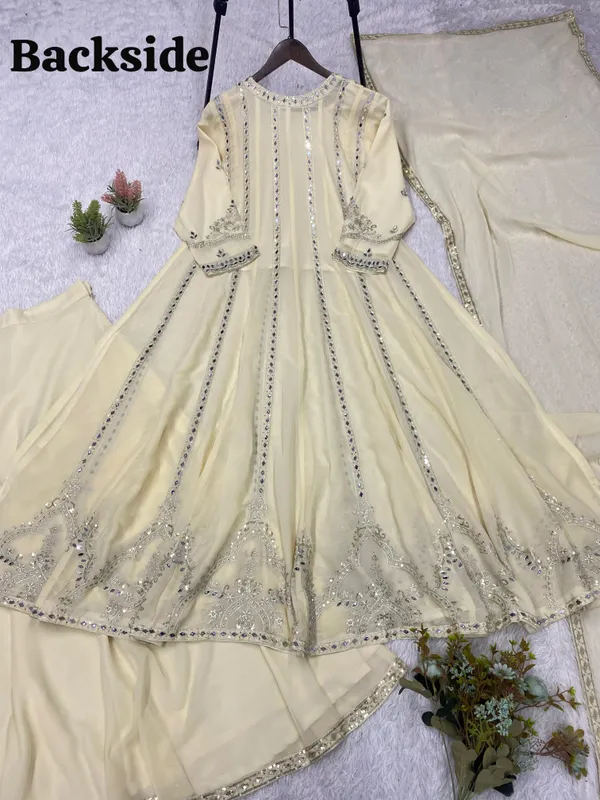 Georgette_Gown_Lehenga_Dupatta_Set_with_Sequence_Mirror_Work