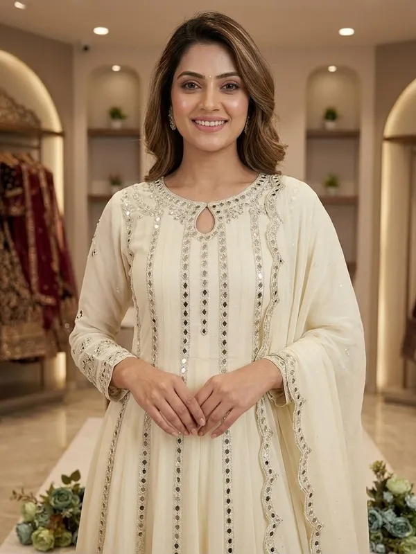 Georgette_Gown_Lehenga_Dupatta_Set_with_Sequence_Mirror_Work