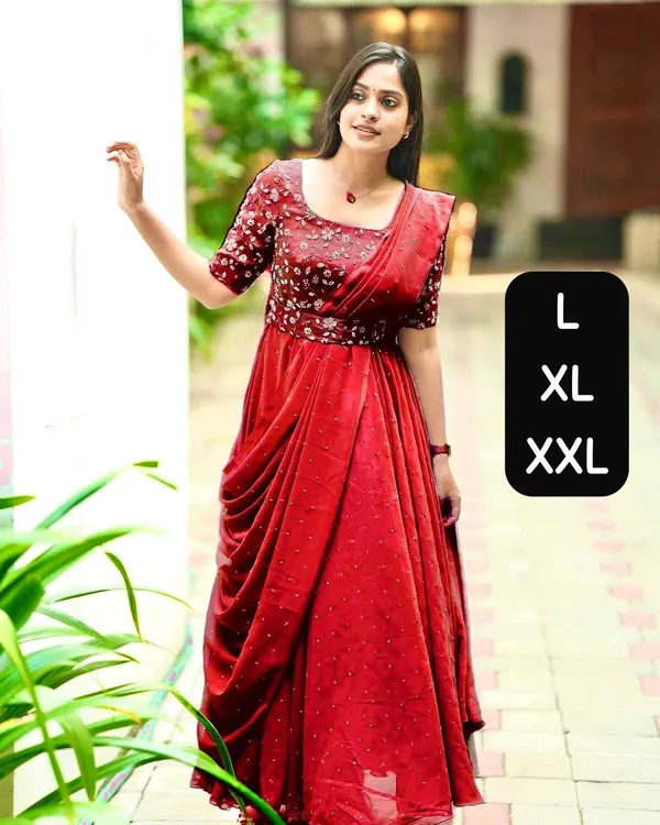 Georgette_Gown_with_Attached_Dupatta_&_Belt