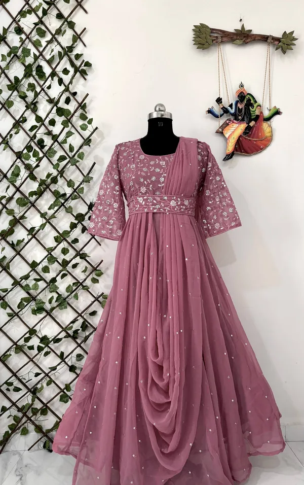 Georgette_Gown_with_Attached_Dupatta_&_Belt