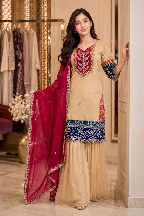 Heavy_3_Pieces_Suit_Pair_with_Embroidery_Work_&_Fancy_Lace