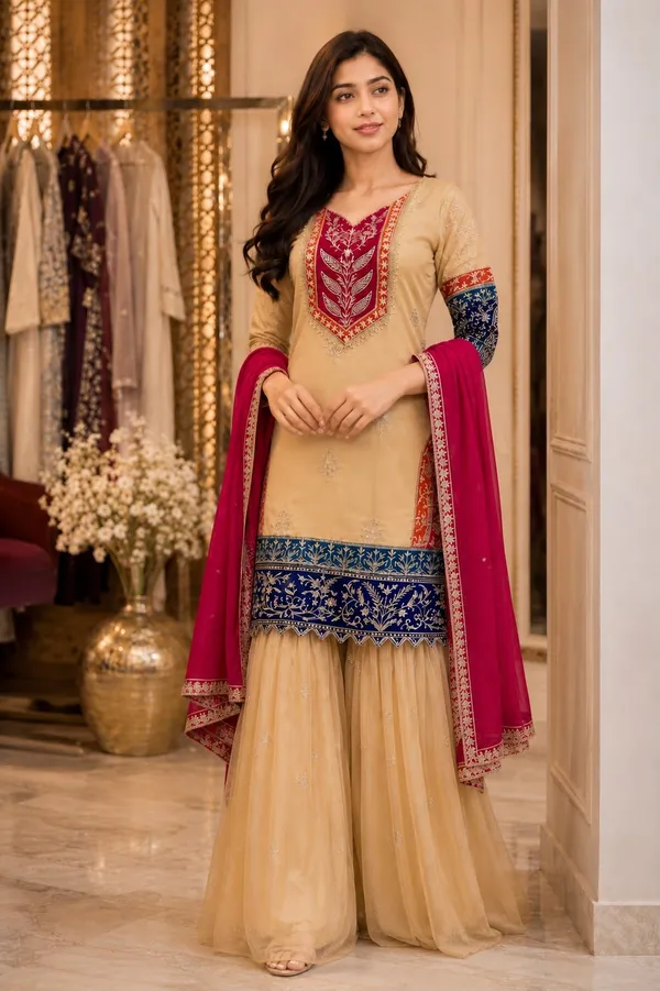 Heavy_3_Pieces_Suit_Pair_with_Embroidery_Work_&_Fancy_Lace